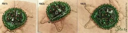 Mester kitűző „zöld tengeri teknős” gyöngyös Swarovski kristályokkal - Masters Fair -