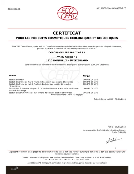 Despre machiaj Certificate de baobab