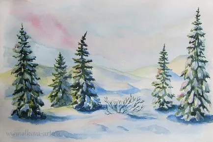 Първи сняг постепенно рисуване - първи сняг