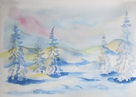 Първи сняг постепенно рисуване - първи сняг