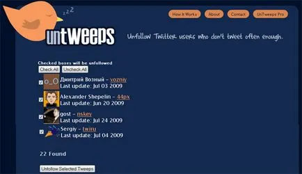 untweeps de service (pentru Twitter) - elimina tvitteryan inactiv