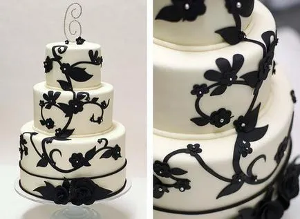 Сватбени торти за черно-бял стил сватба, obruchalki