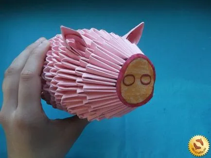 Porc module sistem de origami, modul de a face un porc cu propriile sale mâini (master-class)