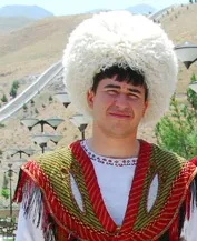 haine tradiționale de turkmenii, de sex masculin și feminin costume, telpek