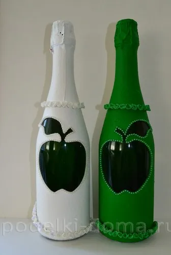 pezsgőt az esküvői dekoráció zöld alma, egy doboz ötletek és műhelyek