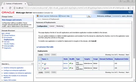 Instalarea și configurarea aplicației Oracle exprimă 5 (apex) și odihnă Oracle servicii de date 3