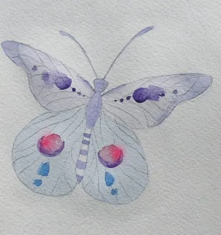 Bemutató, hogyan kell felhívni a pillangó akvarell kezdőknek lépésről lépésre