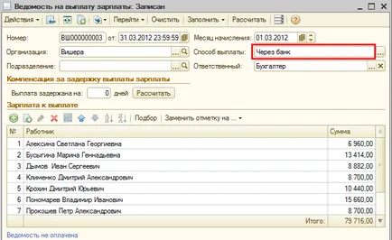 Fizetési és betéti fizetések a program „1C Számviteli 8 (szerk