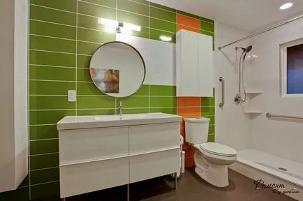 Fényes, színes és szép fürdőszoba szokatlan színkombinációk képen