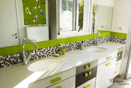 Fényes, színes és szép fürdőszoba szokatlan színkombinációk képen