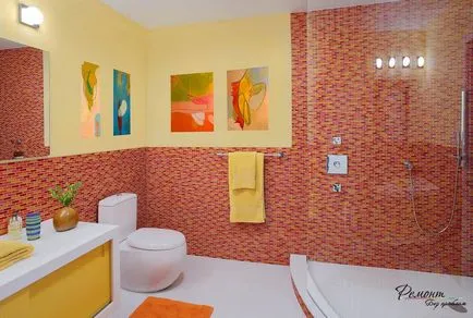 Ярки, цветни и красиви баня необичайно цветови комбинации, изобразени