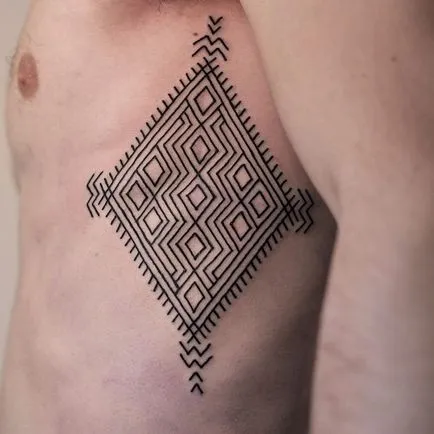 Valoarea unui diamant tatuaj - un tatuaj, care este un romb, fotografie