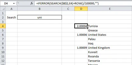 300 exemple de șirul de căutare Excel