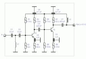 amplificator aeriene pentru TV - circuit și placa de circuite imprimate