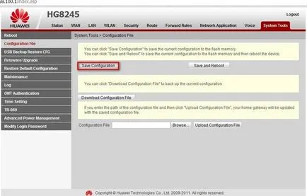 Configurarea hg8245 router huawei