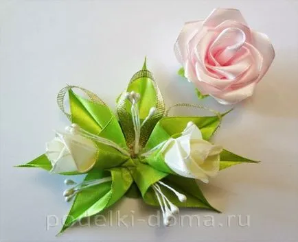 Rose delicate kanzashi tehnica (ace, master-class), o cutie de idei și ateliere