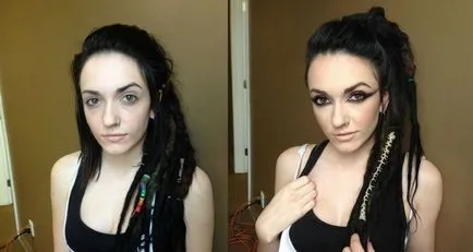 Fényképek a híres modell előtt és után smink, umkra