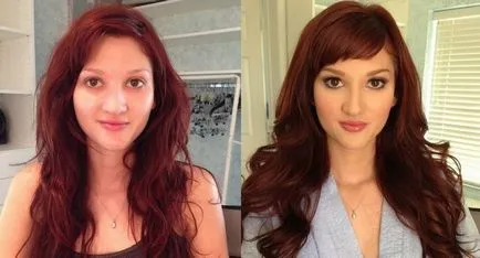 Fényképek a híres modell előtt és után smink, umkra