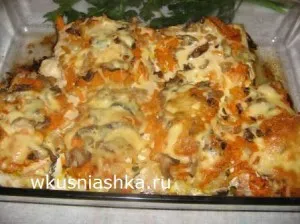 Pink сьомга с гъби и сирене на фурна, вкусни рецепти