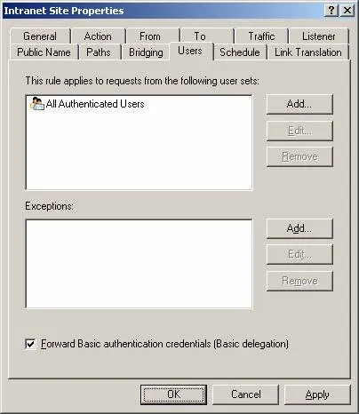 Server Isa 2004 Utilizarea razei de autentificare pentru regulile de publicare pe web (partea 2)