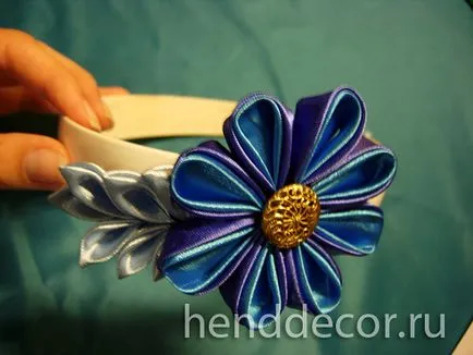 Лента за глава с цвете от сатенени панделки - калейдоскоп декор
