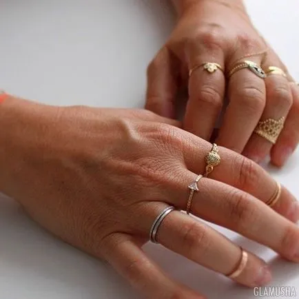 Как да се носят и съчетават много пръстени на ръка metacarpophalangeal, MIDI, тънки