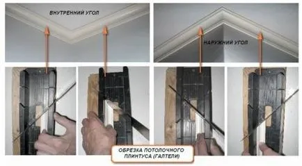 Как да се намали правилни Инструкции за инсталация на тавана ъгъл корнизи с техните ръце, фото и видео