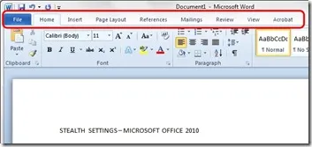 Microsoft Office 2010 pentru a lucra fără un mouse