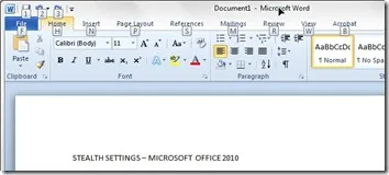 Microsoft Office 2010 pentru a lucra fără un mouse