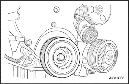 Timing tensiunea curelei - reglarea tensionării curelei Chevrolet Lacetti chevrole lachetti (dzhenra Daewoo)