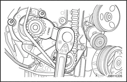 Timing tensiunea curelei - reglarea tensionării curelei Chevrolet Lacetti chevrole lachetti (dzhenra Daewoo)
