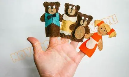 Finger театър с ръцете си от филц - трите мечки - модел микрона