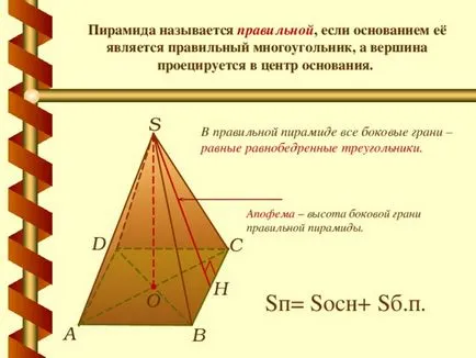 Prezentarea pentru lecția de geometrie - piramida - matematică, prezentări