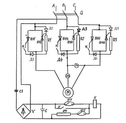 Principiul de funcționare al tiristor cu trei faze de pornire al motorului de curent alternativ