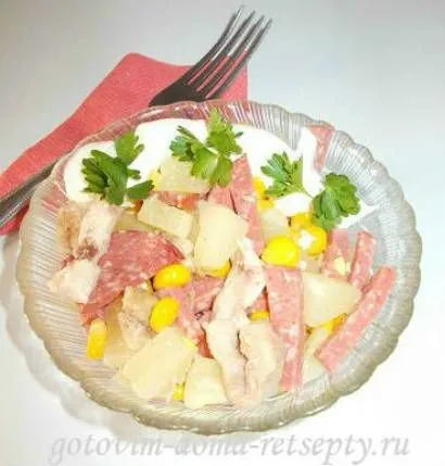 Salata de ananas și pui retete cu porumb conserve și castravete