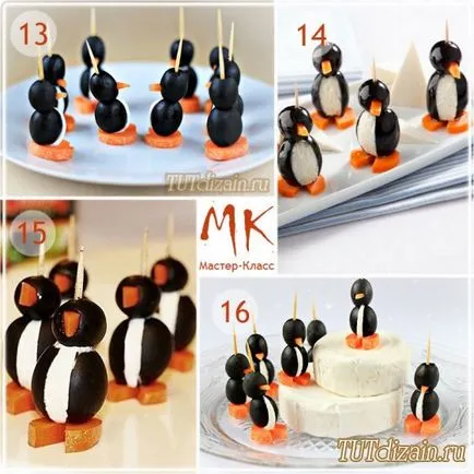 Pinguinii de măsline - ideea de snacks-uri - Design - decor cu propriile lor mâini