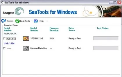 SeaTools - utilitar pentru a verifica hard disk-ul SEAGATE