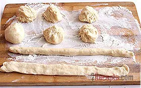 Kolbász az élesztős tészta - lépésről lépésre recept fotók