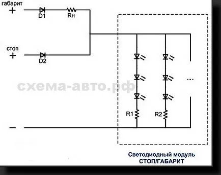 LED-uri Schemă de conexiuni opri - Dimensiuni circuit-cars - meserii pentru mașinile cu mâinile lor