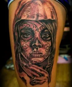 Santa Muerte tatuaj - adica fotografii, inima Yurets de stejar