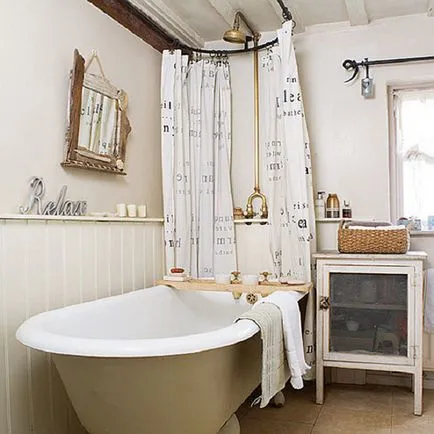 Fürdőszoba vidéki stílusban, fotó fürdőszoba rusztikus kivitel