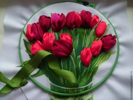 Hímzett csokor tulipán szalagok egyszerű! Fair iparosok - kézzel készített, kézzel készített