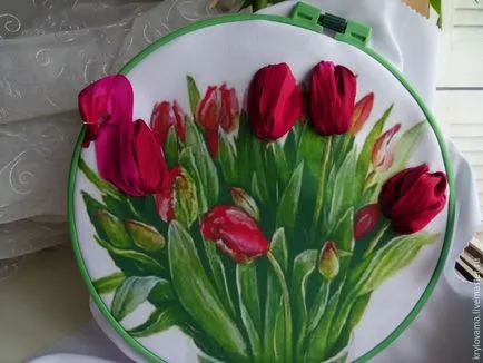 Hímzett csokor tulipán szalagok egyszerű! Fair iparosok - kézzel készített, kézzel készített