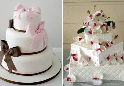 Világos, nagyon édes esküvői torta, a titkos szépség
