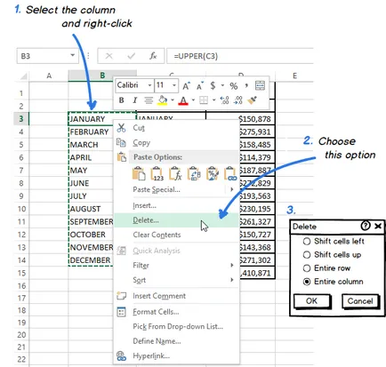 3 начина да промените главни и малки букви в Excel 2013, 2010 и 2007 г.,