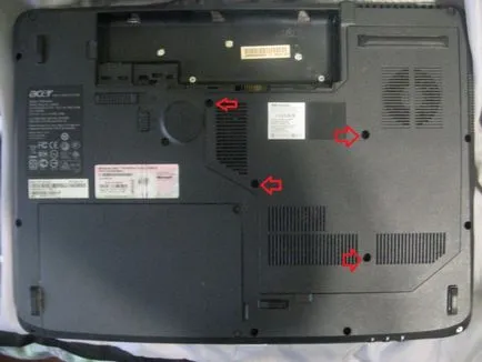 Демонтаж Acer 7720 (инструкции в снимките), - поправка на компютърна техника