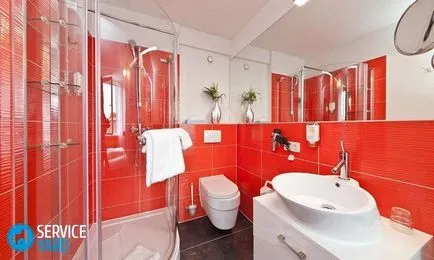 Баня дизайн в бяло и червено, serviceyard-комфорт на дома си на една ръка разстояние