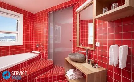 Fürdőszoba tervezés, piros és fehér, serviceyard-kényelmes otthon kéznél