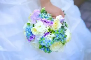 Сините букет булката сватбени букети с цветя сини