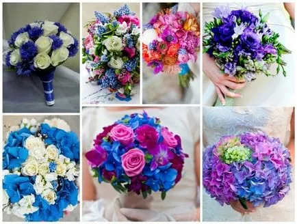 Kék csokor menyasszony esküvői csokrok kék virágokkal